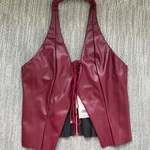 Kezia lace up top deep red